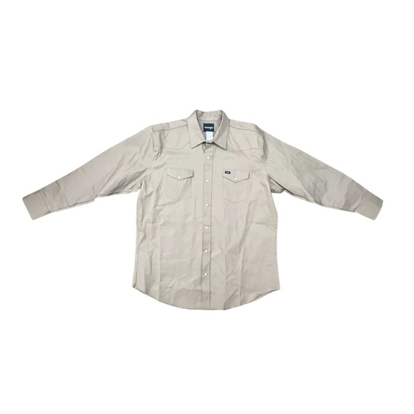 Vintage 90s - Wrangler Snap Down Thick Material Western Shirt Khaki Beige XXL - Picture 6 of 11